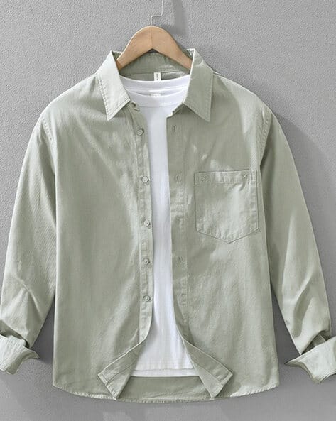 Slim Fit Oxford Shirt with Patch Pocket
