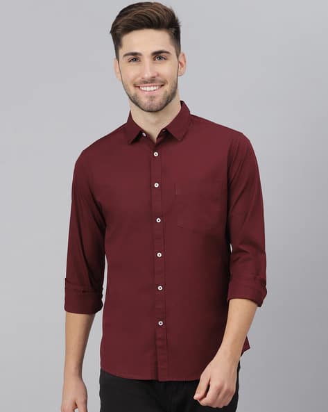 Men Cotton Shirt with Patch Pocket