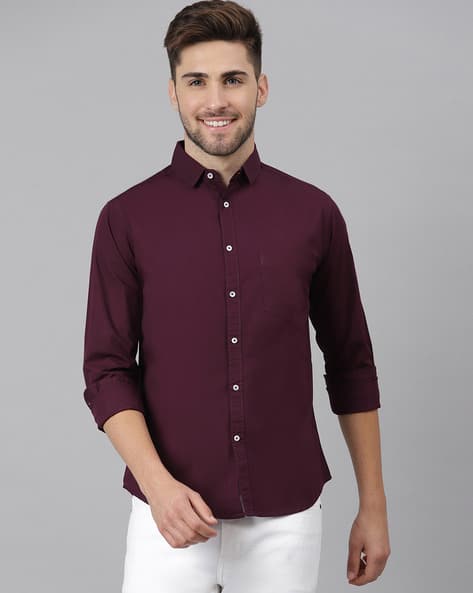 Men Washed Slim Fit Denim Shirt