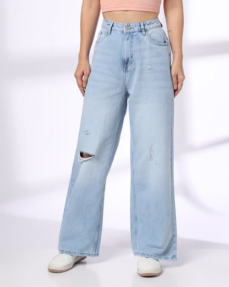 Women Mid-Wash Baggy Relaxed Jeans