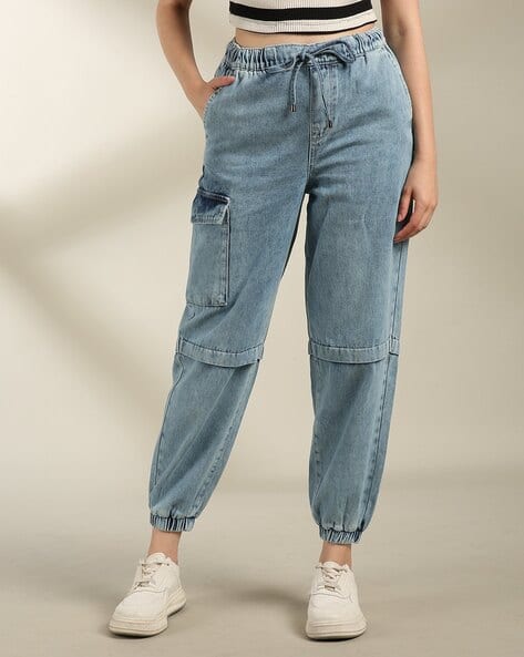 Women Cotton Mid Rise Straight Jeans