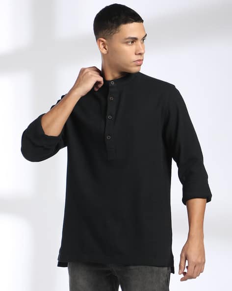 Shein Spread Collar Short Sleeves Textured Shirt
