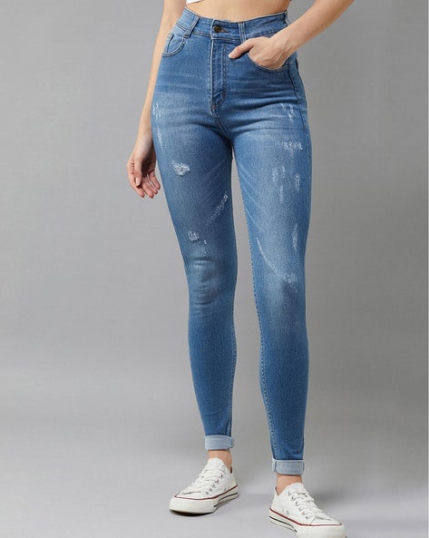 Shein Ankle Length Skinny Fit Jeans With Pockets