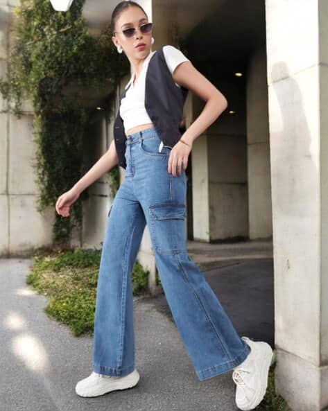 Shein Full Length High Rise Wide Leg Jeans