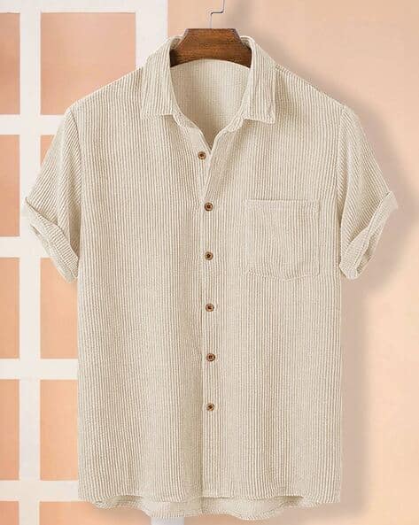 Men 06 Striped Regular Fit Shirt with Patch Pocket