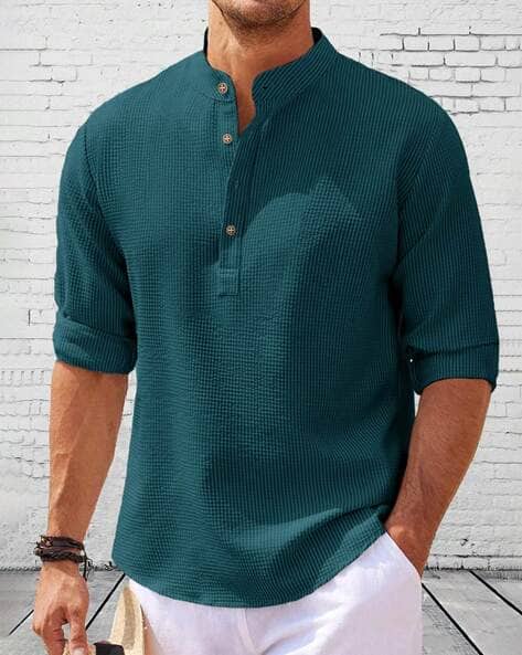 Men Striped Regular Fit Cotton Shirt with Patch Pocket