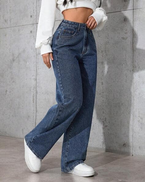 Women Lightly Washed Baggy Relaxed Jeans