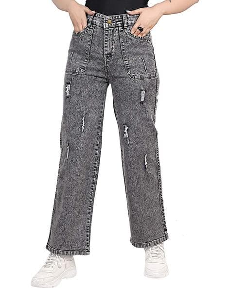 Women Lightly Washed Distressed Relaxed Fit Jeans