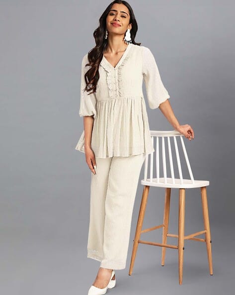 Women Square-Neck Top & Skirt Set