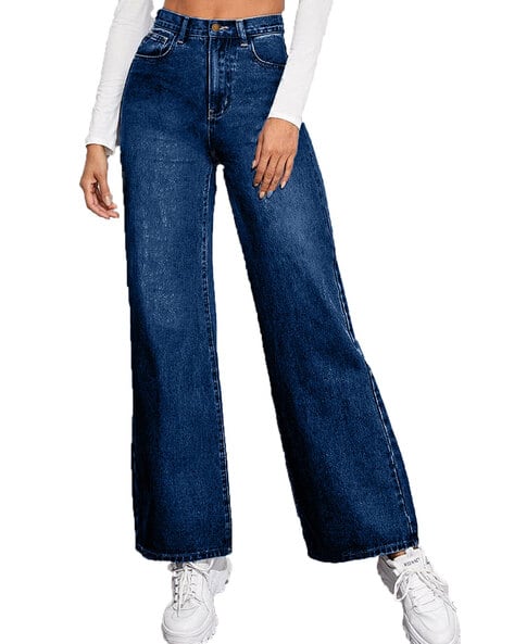 Shein Full Length High Rise Pleated Relaxed Jeans