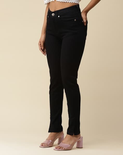 Shein Full Length High Rise Mid Wash Flared Jeans