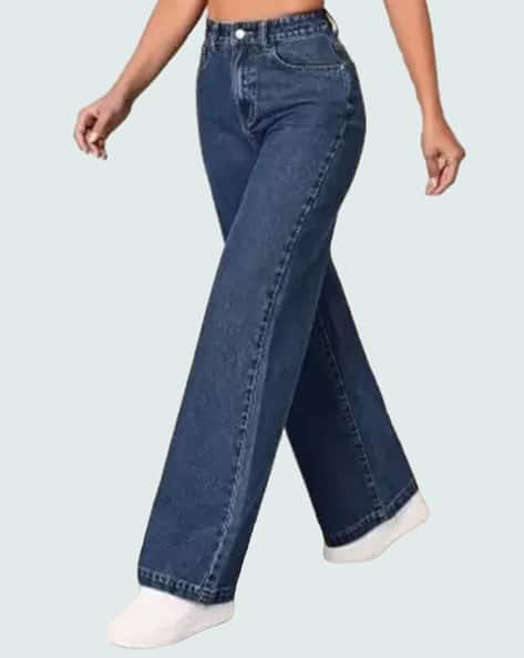 Women Mid-Wash High-Rise Barrel Fit Jeans