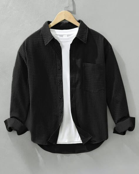 Men Patterned Slim Fit Cotton Shirt
