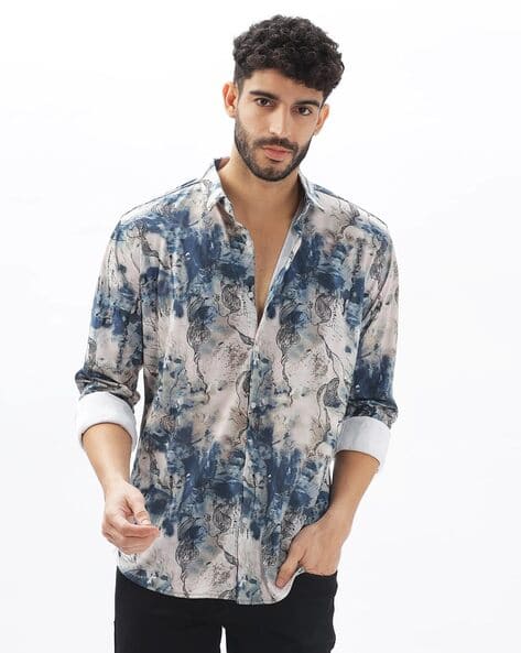 Men Abstract Regular Fit Shirt
