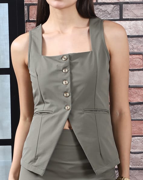 Women Floral Print Waist Coat & Pants Co-Ord Set