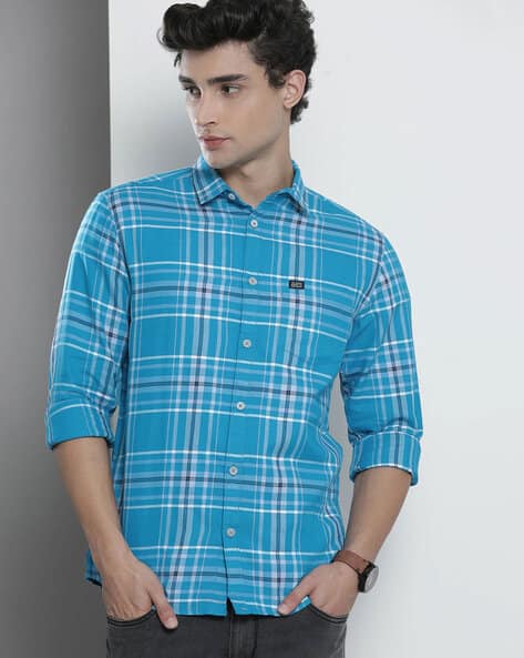 Men Checked Regular Fit Shirt with Collar Neck
