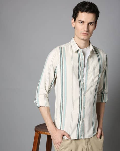 Men Shirt with Band Collar