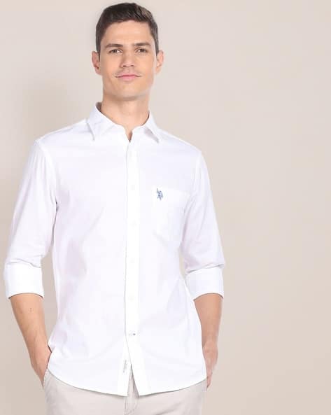 Men Tailored Fit Shirt with Embroidered Logo