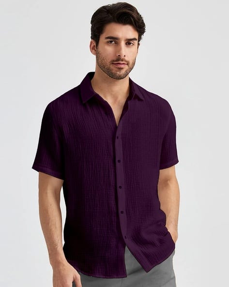 Regular Fit Stretch Oxford Shirt with Patch Pocket