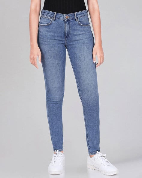 Women Mid-Wash High-Rise 724 Slim Straight Fit Jeans